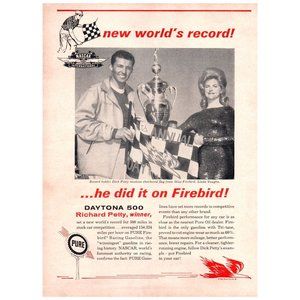 1964 Pure Oil Richard Dick Petty Daytona 500 Winner Vintage Print Ad NASCAR